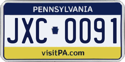 PA license plate JXC0091