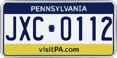 PA license plate JXC0112