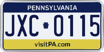 PA license plate JXC0115