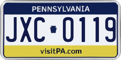 PA license plate JXC0119