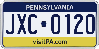 PA license plate JXC0120