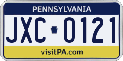 PA license plate JXC0121