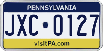 PA license plate JXC0127