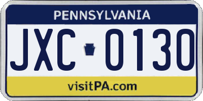 PA license plate JXC0130