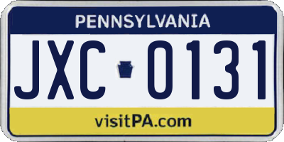 PA license plate JXC0131