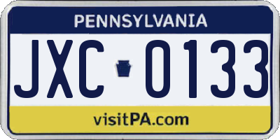 PA license plate JXC0133