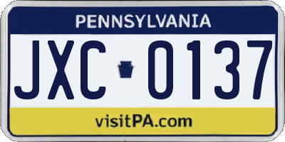 PA license plate JXC0137