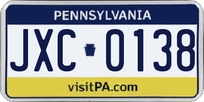 PA license plate JXC0138