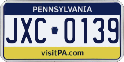 PA license plate JXC0139