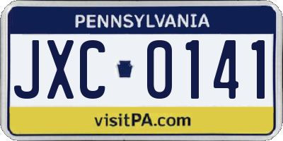 PA license plate JXC0141