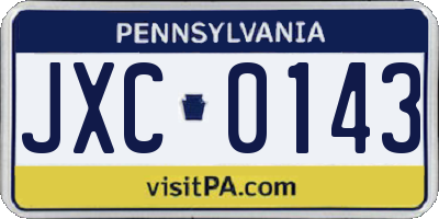 PA license plate JXC0143