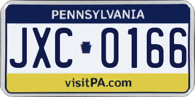 PA license plate JXC0166
