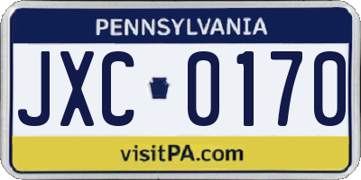 PA license plate JXC0170