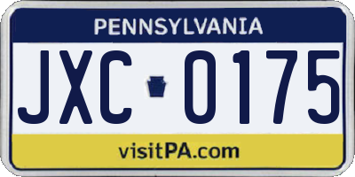 PA license plate JXC0175