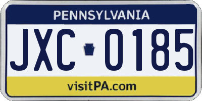 PA license plate JXC0185