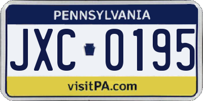 PA license plate JXC0195