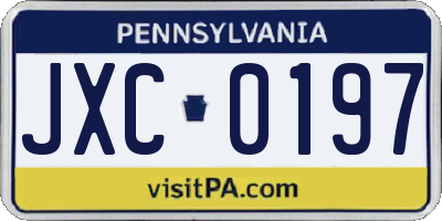 PA license plate JXC0197