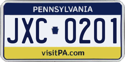 PA license plate JXC0201