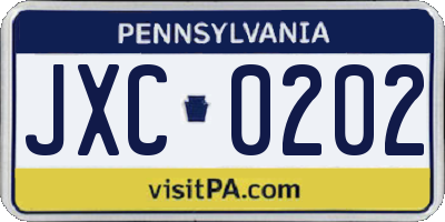 PA license plate JXC0202