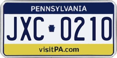 PA license plate JXC0210