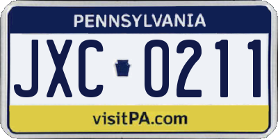 PA license plate JXC0211