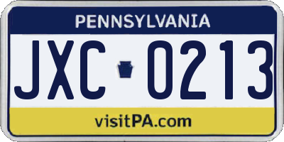 PA license plate JXC0213