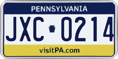 PA license plate JXC0214