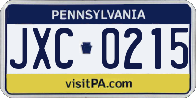 PA license plate JXC0215