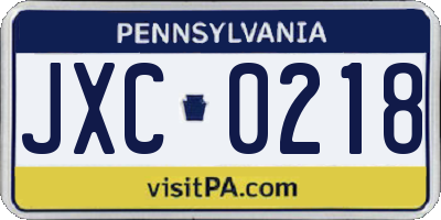 PA license plate JXC0218