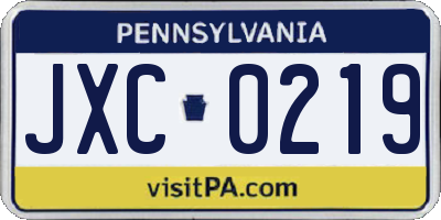 PA license plate JXC0219