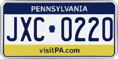 PA license plate JXC0220