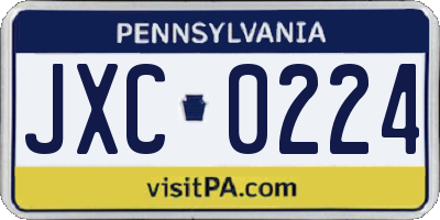 PA license plate JXC0224
