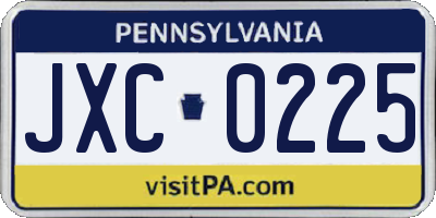 PA license plate JXC0225