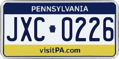 PA license plate JXC0226