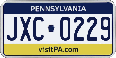 PA license plate JXC0229