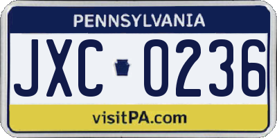 PA license plate JXC0236