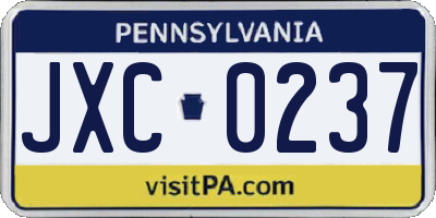 PA license plate JXC0237
