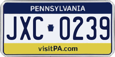 PA license plate JXC0239