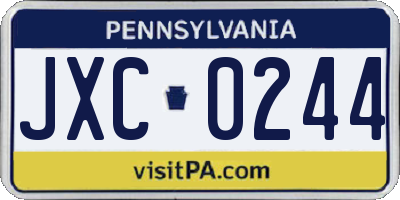 PA license plate JXC0244