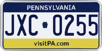 PA license plate JXC0255