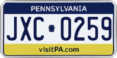 PA license plate JXC0259
