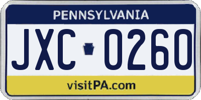 PA license plate JXC0260
