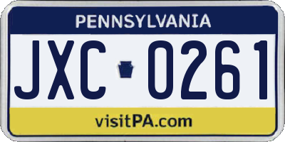 PA license plate JXC0261