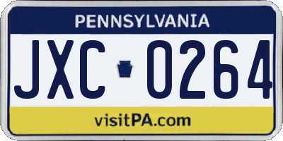 PA license plate JXC0264
