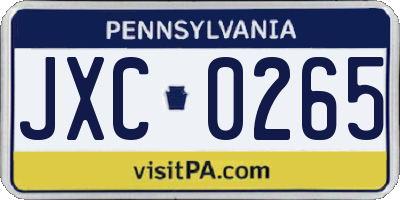 PA license plate JXC0265