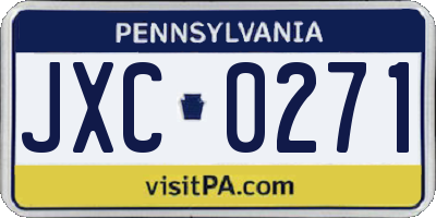 PA license plate JXC0271