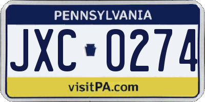 PA license plate JXC0274