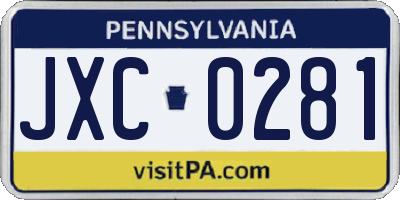 PA license plate JXC0281
