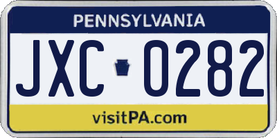 PA license plate JXC0282