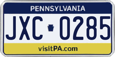PA license plate JXC0285